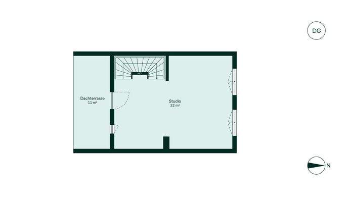 Ausgebautes Dachstudio mit angrenzender Dachterras