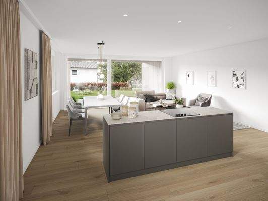 Wunderschöner Wohn- und Essbereich mit Garten (unverbindliche Illustration)