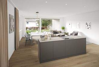 Wunderschöner Wohn- und Essbereich mit Garten (unverbindliche Illustration)