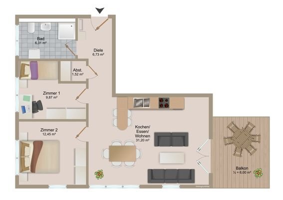 Grundriss Whg 6