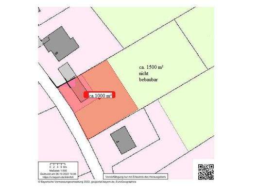 markierter Lageplan mit Bauland 