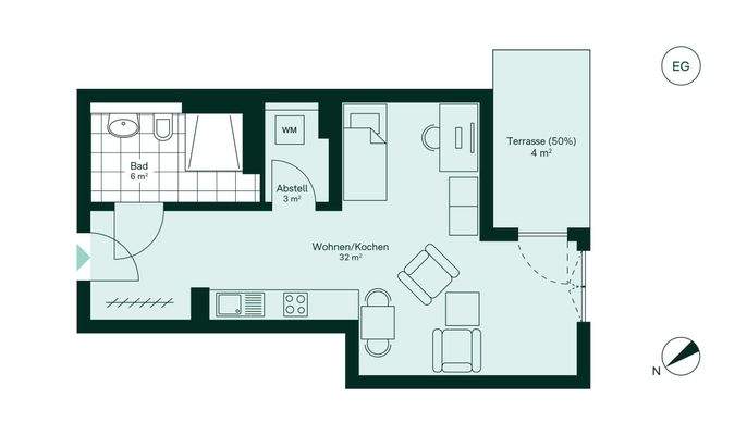 Grundriss der Eigentumswohnung im Projekt Römerquartier
