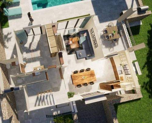 NEUBAU-PROJEKT: Kreta, Gerani bei Rethymno: Luxuriöses Haus mit atemberaubendem Meer- und Bergblick