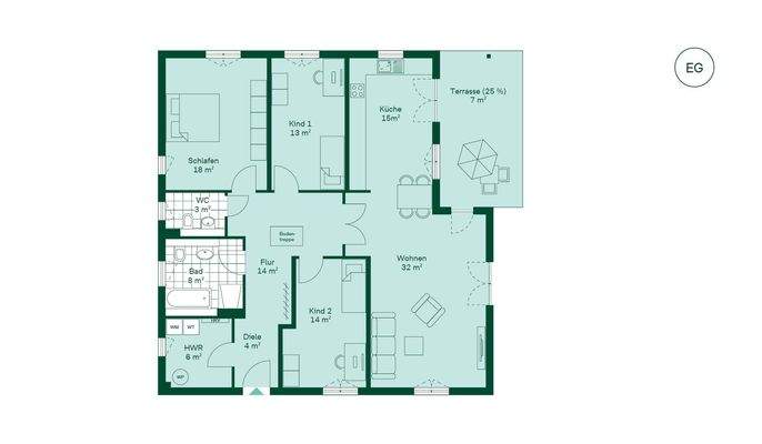 Komfortabler Grundriss