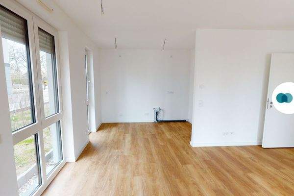 Ansicht III: Wohn- und Esszimmer mit offener Küche