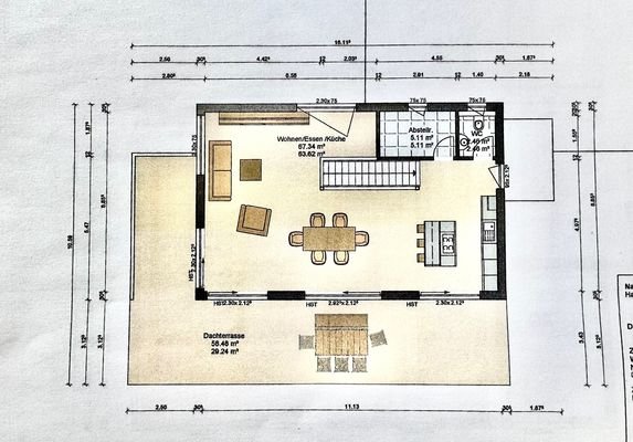 Visualisierter Grundriss Wohnebene (Obergeschoss)