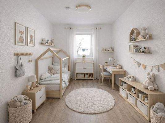 Kinderzimmer, Einrichtungsbeispiel (KI-generiert)