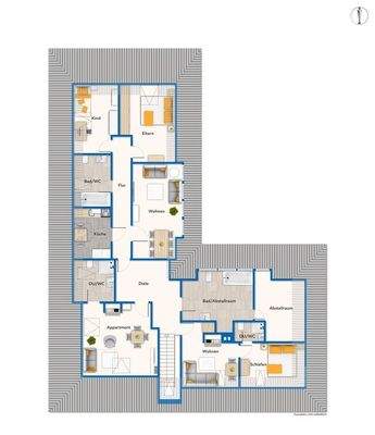 Obergeschoss mit Mustermöblierung