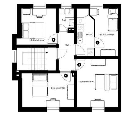 Grundriss mit Zimmern