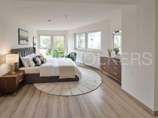 Visualisierung des  Schlafzimmers im Obergeschoss