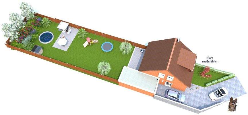 630 m² Garten mit Haus