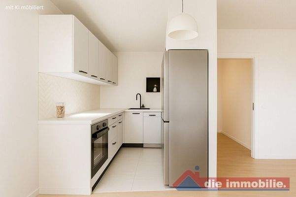 Küche mit KI möbiliert