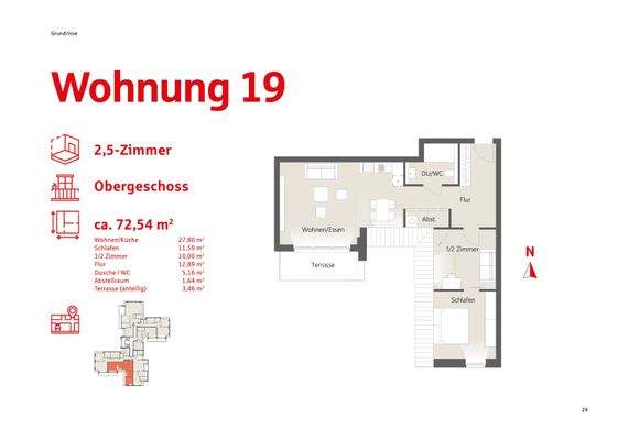 Grundriss Wohnung 19 Obergschoss