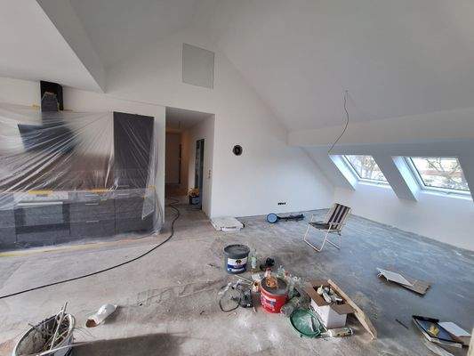 Blick von den Kinderzimmern in den Wohn- und Essbereich