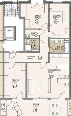 Grundriss Wohnung 2.10