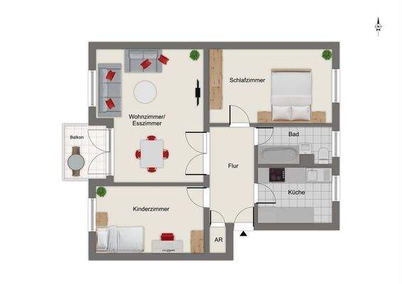 Grundriss WHG 67,77 qm