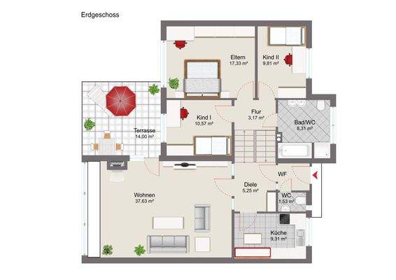 Erdgeschoss mit Musterausstattung