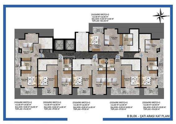 Sea-View Apartments in a Social Compound in Mahmutlar Alanya