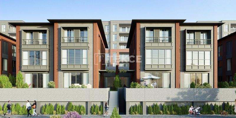 Villas in a Complex with Garden and Balconies in Basaksehir