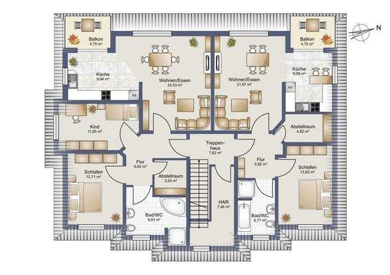 Grundriss OG WE 3 und 4
