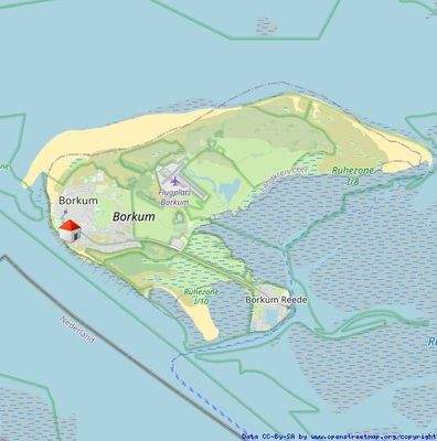 Lage auf der südwestlichen Inselseite