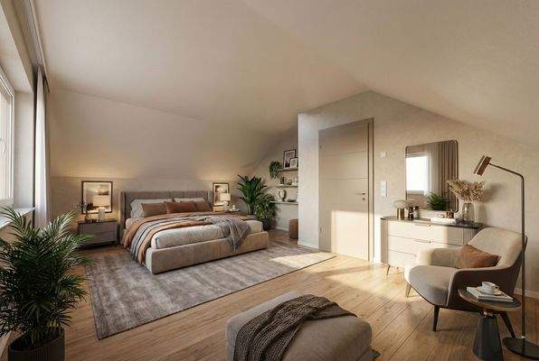Schlafzimmer (Dachgeschoss) - Visualisierung