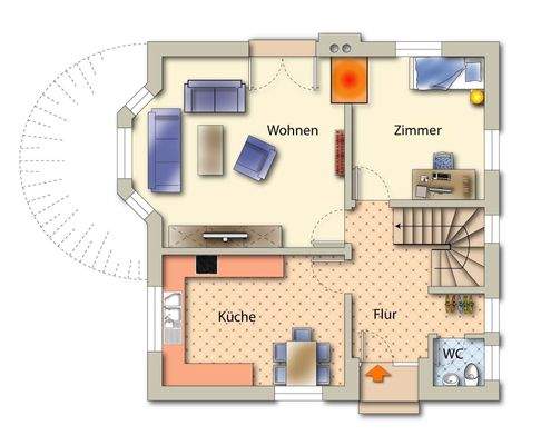 Erdgeschoss-Beispielmöblierung