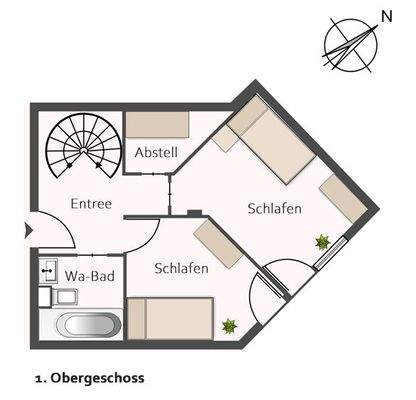 Grundriss: obere Etage