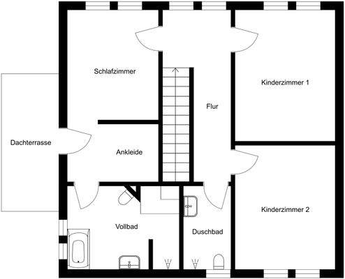 gezeichneter Grundriss Obergeschoss