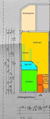 Grundriss color mit Wintergarten