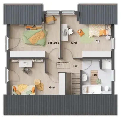 Einfamilienhaus Flair 125 Grundriss Dachgeschoss.w