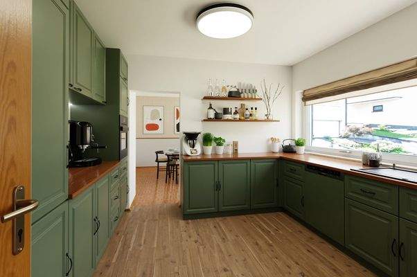 Visualisierung Einbauküche mit Esszimmer EG 