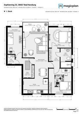Grundriss mit Einrichtungsbeispiel
