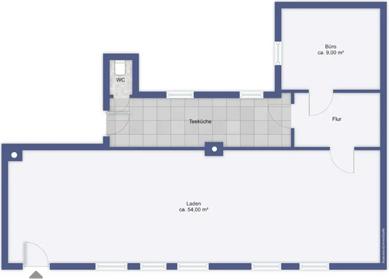 Skizze Laden unmöbliert