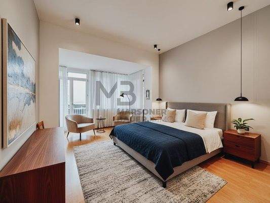 Schlafzimmer gerendert mit Einrichtungsvorschlag - rendering stanza da letto con proposta di arredamento