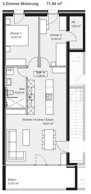Hellbrunnenstrasse Hohenems Whg B11 3-Zimmer