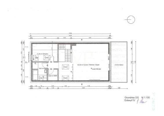Grundriss OG mit Bemaßung 