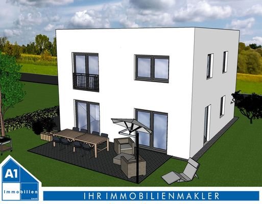 Animation Hausansicht gartenseitig, EFH 120 m²