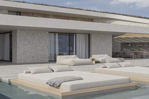 Kreta, Kokkino Chorio: Grundstück am Meer mit Genehmigung für Luxusvilla zu verkaufen