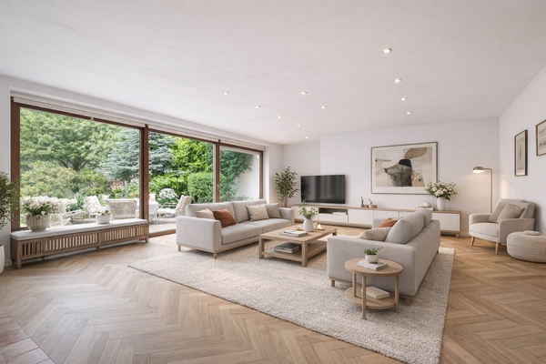 Wohnzimmer mit Zugang Terrasse - (KI generiert)