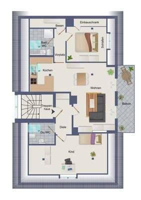 unverbindlicher Grundriss Dachgeschoss 2D