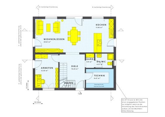 Das EG des Sunshine 165 mit großzügigem Wohnbereich