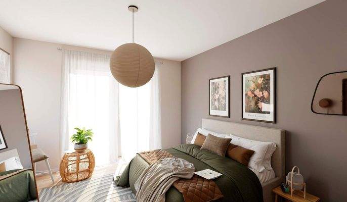 Helles und komfortables Schlafzimmer