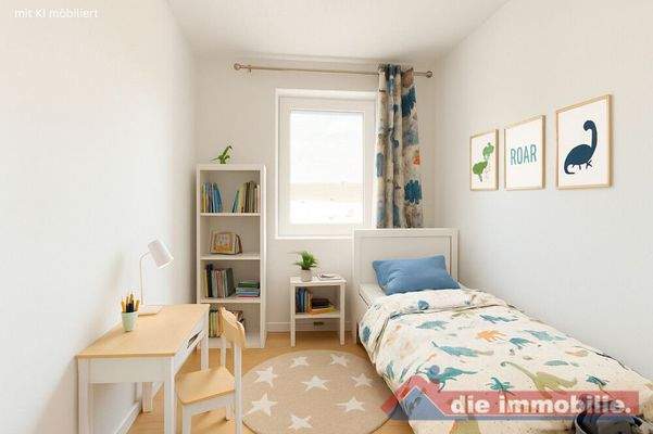 Kinderzimmer mit KI möbiliert