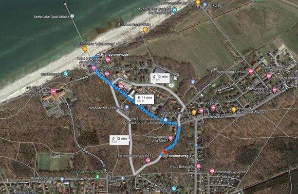 Karte Entfernung Strand