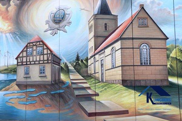 Wandbild am Parkplatz