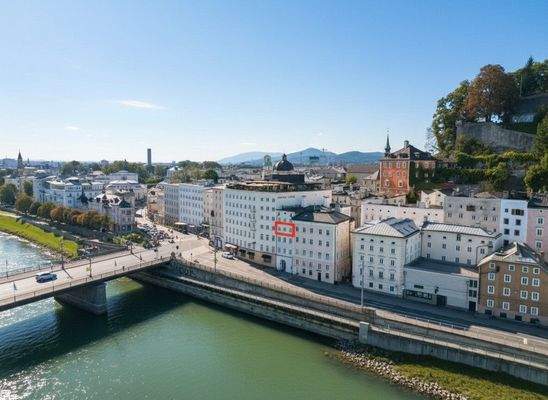 Luftbild mit eingezeichneter Wohnung