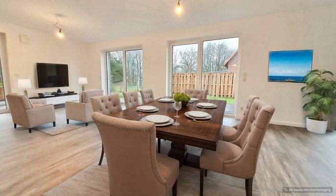Wohn-/Esszimmer KI-Homestaging