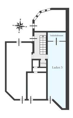 Grundriss der Ladenfläche inkl. Lagerfläche