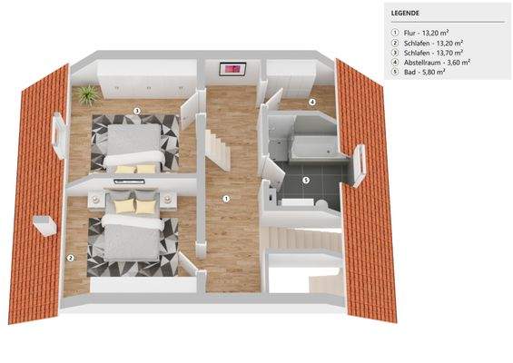 möglicher Grundriss im 2. Obergeschoss 